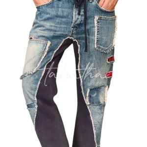 CREATIVITY ROOM: JEANS PATCH 5 TASCHE CON COULISSE A SCOMPARSA TAGLIA UNICA - PROVOCATION MILANO -
