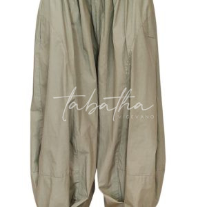 PANTALONE 100 % COTONE CON ELASTICO-TASCHE E PENCE CAVIGLIA VERDE SALVIA TAGLIA UNICA NOBLESSE OBLIGE -PROVOCATION MILANO-