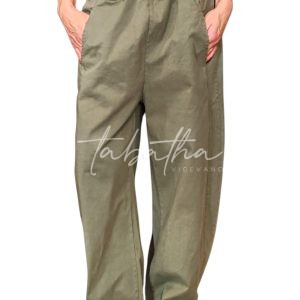 PANTALONE COTONE CON TASCHE-ELASTICO E PASSANTI IN VITA VERDE MILITARE TAGLIA UNICA NOBLESSE OBLIGE -PROVOCATION MILANO-