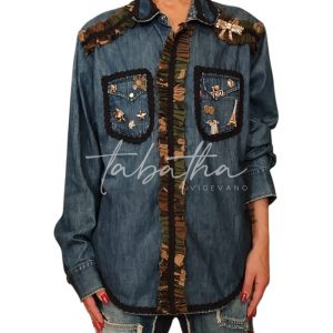 CREATIVITY ROOM: CAMICIA JEANS CON DETTAGLI E INSERTI TAGLIA UNICA - PROVOCATION MILANO -