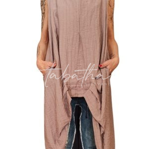 MAXI CANOTTA CON ROUGE COTONE SPALLA LARGA CON TASCHE TAGLIA UNICA COLOR MALVA NOBLESSE OBLIGE -PROVOCATION MILANO-